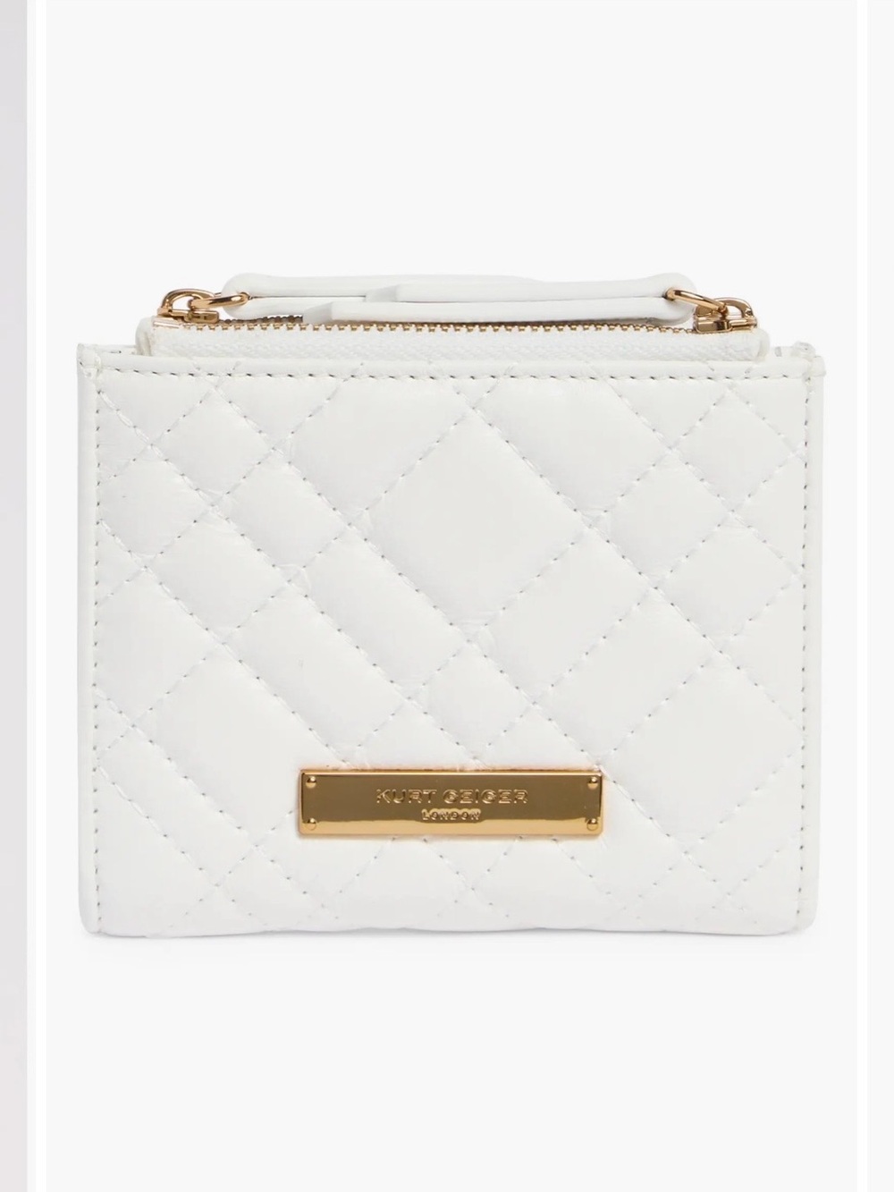 Kurt Geiger Brixton Quilted White Mini Wallet with Gold Plaque